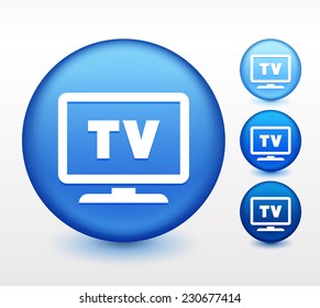 TV on Blue Round Button