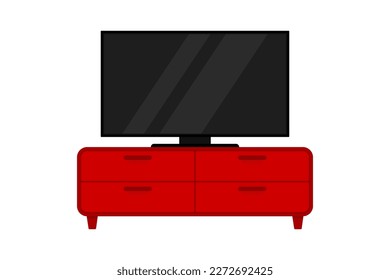 TV on the cabinet icon. TV stand. Color silhouette. Front view. Vector simple flat graphic illustration. Isolated object on a white background. Isolate.