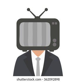 TV on the head of a man