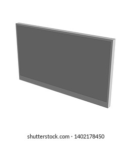 TV on an isolated white backdrop. Modern 3D gadget. Abstract icon, symbol, logo. Graphic drawing, sketch. Vector graphics, eps10.