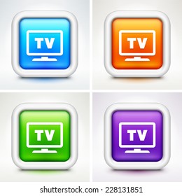 TV on Multi Color Square Buttons