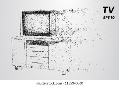 TV on the nightstand. TV from particles