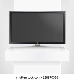 TV on shelf. Vector design.