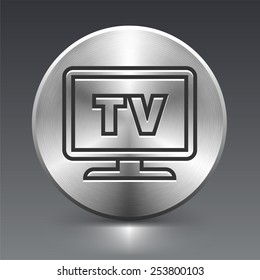 TV on Silver Round Buttons