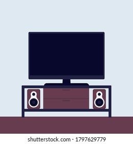 tv on the stand with audio system, vector