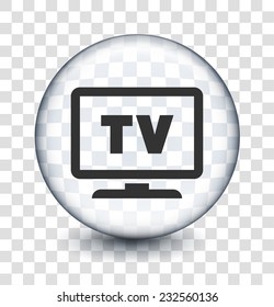 TV on Transparent Round Button
