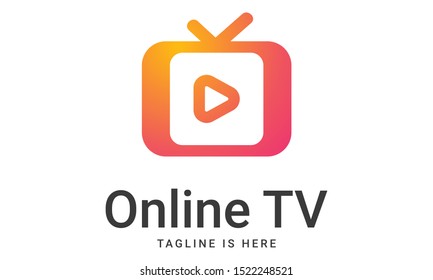 TV Online Logo Template Design. Creative Vector Emblem for Icon or Design Concept