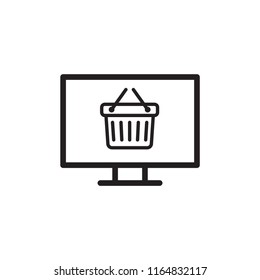 TV, online shopping line flat vector icon for mobile application, button and website design. Illustration isolated on white background. EPS 10 web design, logo, app, infographic