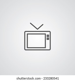tv outline thin symbol, dark on white background, logo editable, creative template 