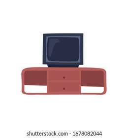 Tv over furniture flat style icon design, Television device gadget technology electronic video screen display and home theme Vector illustration