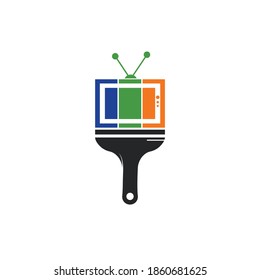 TV paint vector logo design template. Paint channel logo template design.	