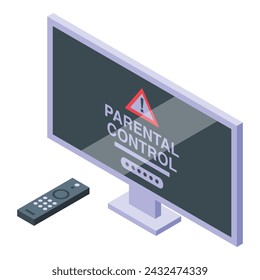 Tv parental control icon isometric vector. Children online. Media internet safe