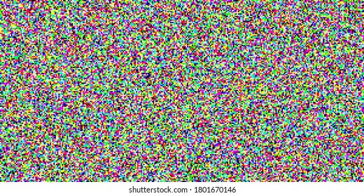 TV pixel noise of analog channel grain screen seamless background. Vector glitch effect of video snow interference or abstract background of color pixel mosaic distortion acid color glitch. Vector.