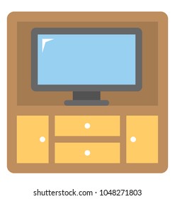 
Tv placed on a tv stand in tv lounge

