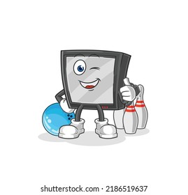 the tv play bowling illustration. character vector