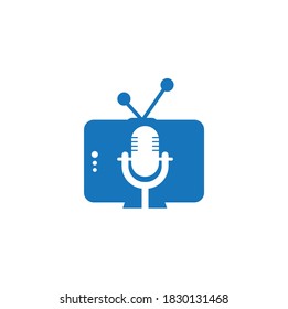 Tv podcast vector logo design. Television podcast icon. Digital video podcast logo concept.	