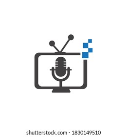 Tv podcast vector logo design. Television podcast icon. Digital video podcast logo concept.	