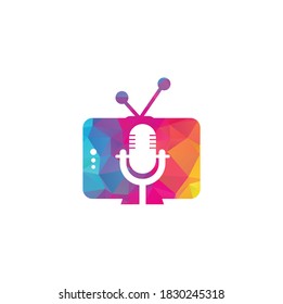 Diseño del logo vectorial del podcast de televisión. Icono de podcast de televisión. Concepto del logotipo del podcast de vídeo digital.	