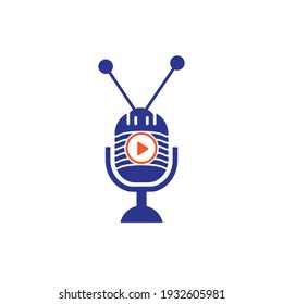 TV Podcast Vektorlogo Design. Podcast-Mimik und TV-Symbol-Design.