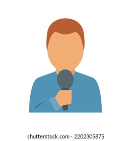 Icono del presentador de televisión. Ilustración plana del icono vectorial del presentador de tv aislado en fondo blanco