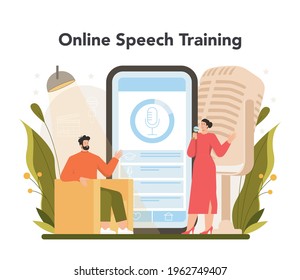 TV presenter online service or platform. Television host in a studio