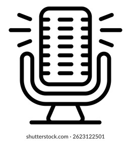 Tv presenter studio microphone icon. Outline tv presenter studio microphone vector icon for web design isolated on white background