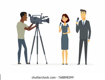 TV presenters - cartoon people characters illustration