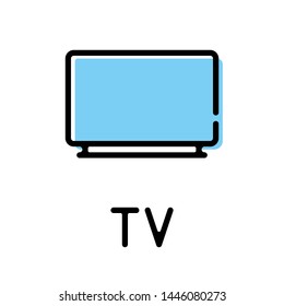 TV product type thin line style icon with text label