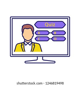 TV quiz show color icon. Television intellectual game. Online quiz. Trivia contest. Lottery. Isolated vector illustration