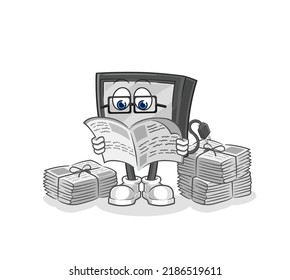 The Tv Read Newspaper Cartoon. Character Vector