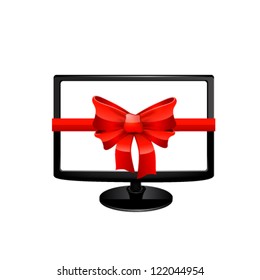 Tv with red bow. Vrctor