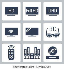 TV Related Vector Icon Set in Glyph Style