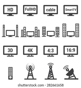 TV related vector icon set