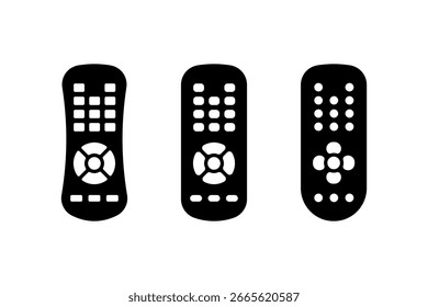 Icono negro remoto de la TV aislado en el fondo blanco. Silueta remota de la TV.