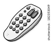 TV  remote / cartoon vector and illustration, grayscale, hand drawn style, isolated on white background.