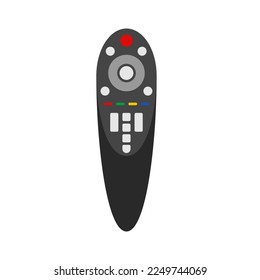 TV remote control device isolated on white background. Television technology channel surfing equipment with buttons icon. Distance media keyboard communication controller technology. Vector