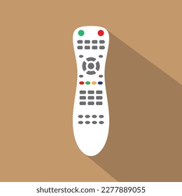 TV remote control device isolated on brown background Television technology channel surfing equipment with icon buttons Technology Telecommunication Keyboard. Vector.