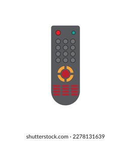 TV remote control device isolated on white background Television technology channel surfing equipment with icon buttons Technology Telecommunication Keyboard. Vector.