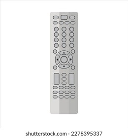 TV remote control device isolated on white background Television technology channel surfing equipment with icon buttons Technology Telecommunication Keyboard. Vector.