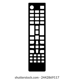 TV remote control icon. Black silhouette. Isolated on white background. Vector illustration.