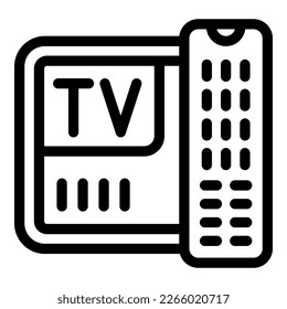 Tv remote control icon outline vector. Monitor box. Media screen