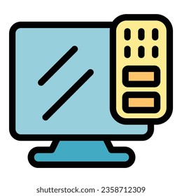 Vector de contorno de icono de control remoto de Tv. Monitor inteligente. Pantalla plana