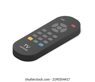 TV remote control. Isometric colored vector Illustration. Isolated on white background. 