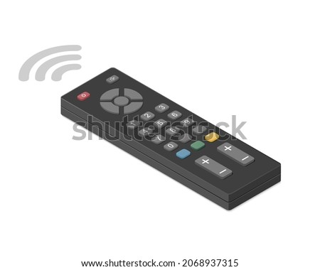 TV remote control. Isometric colored vector Illustration. Isolated on white background. 