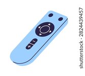 TV remote control with navigation buttons. Mobile smart television device. Portable gadget, digital controller tool with keys. Flat vector illustration isolated on white background