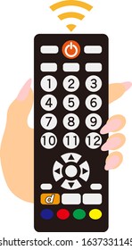 TV remote control operation illustration vector