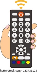 TV remote control operation illustration vector