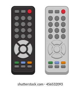 TV Remote Control Set On White Background. Vector