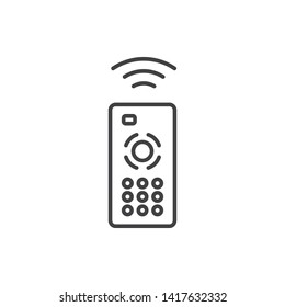 TV remote control, television line icon. 