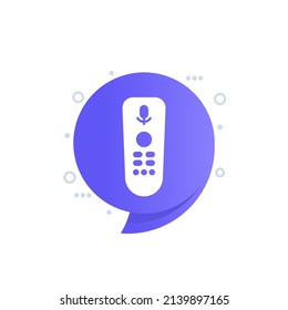 control remoto tv con icono vector de reconocimiento de voz